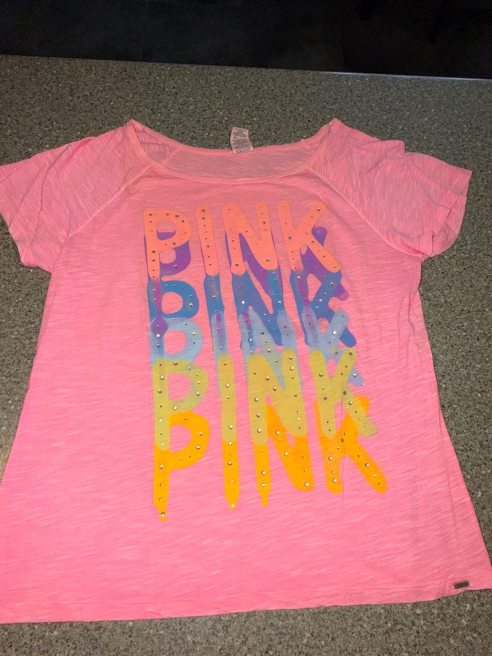 Y2k PINK Victoria's Secret Neon Pink Short Sleeve Logo Tee